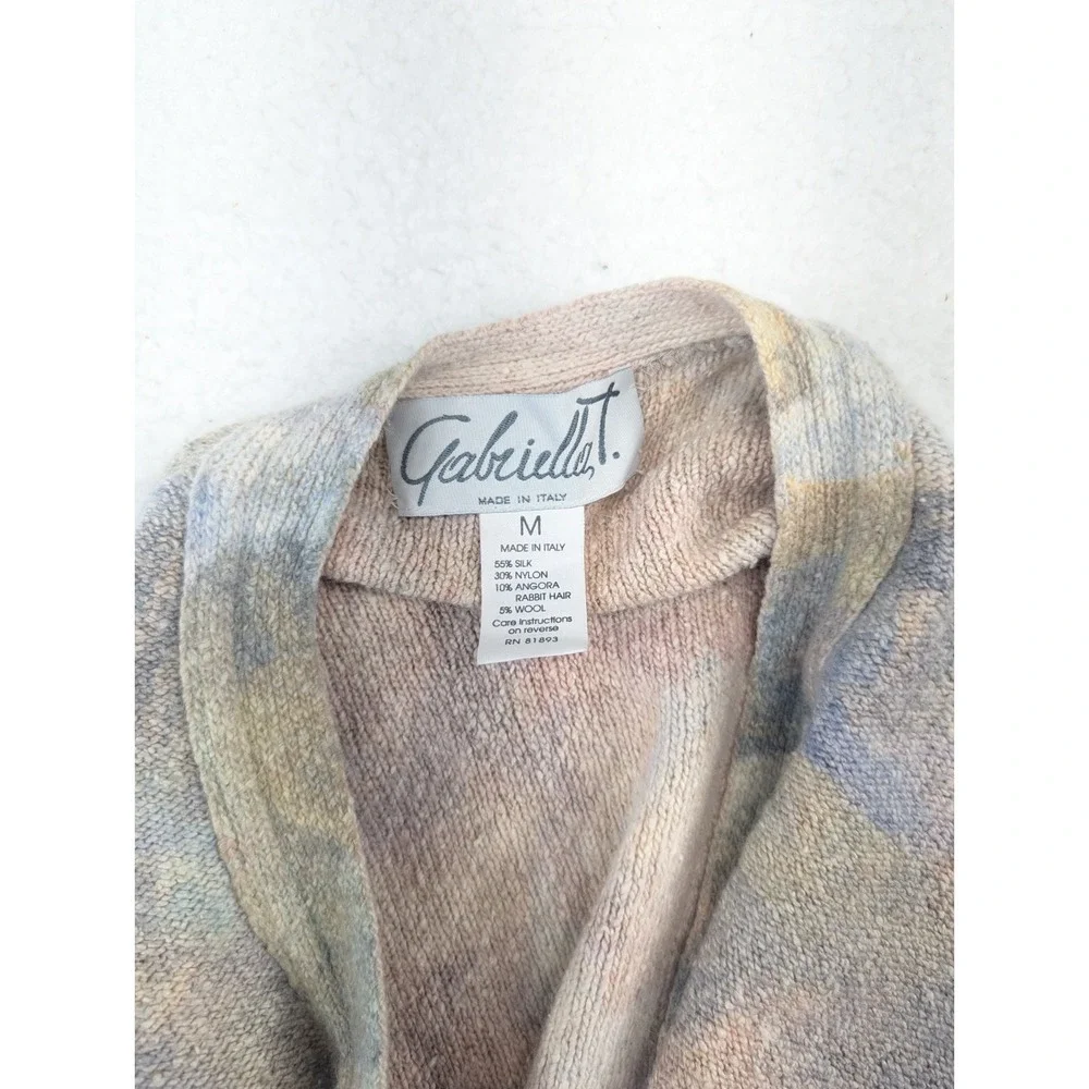 Vintage Gabriella T Linen Blend‎ All Over Floral Pastel V Neck Cardigan Italy M